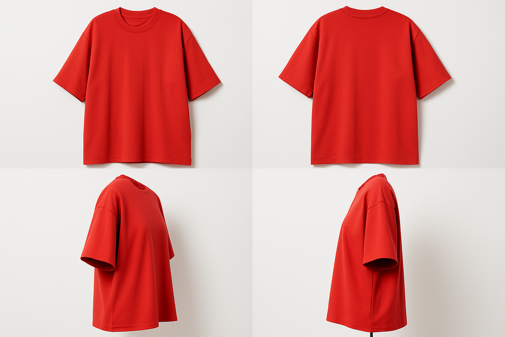 OVER SIZE T-SHIRT IN RED Colour from fornt backside left side right side