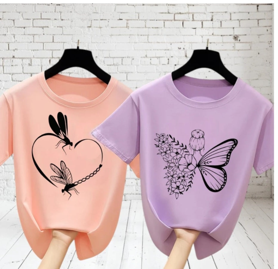 Regular T- shirt for Girls[Double Bio-washed 100% Cotton] 180GSM Buy 2 t-shirts at ₹999/- only