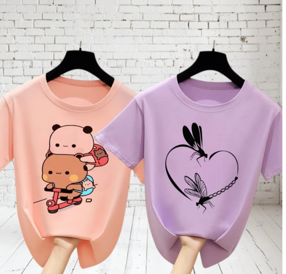 Regular T- shirt for Girls[Double Bio-washed 100% Cotton] 180GSM Buy 2 t-shirts at ₹999/- only