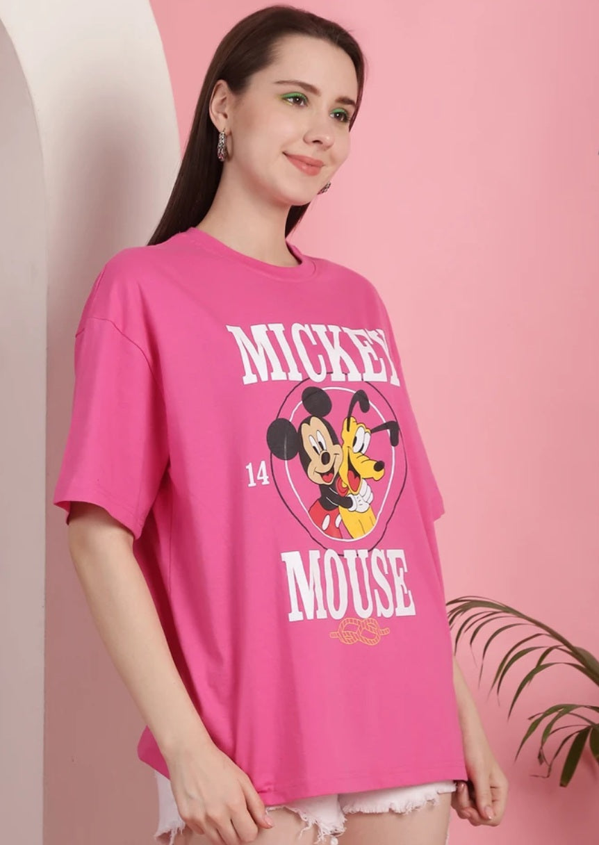 Over size GIRLS Printed  T- shirt [Bio-washed 100% Cotton+Silicon washed] 220GSM