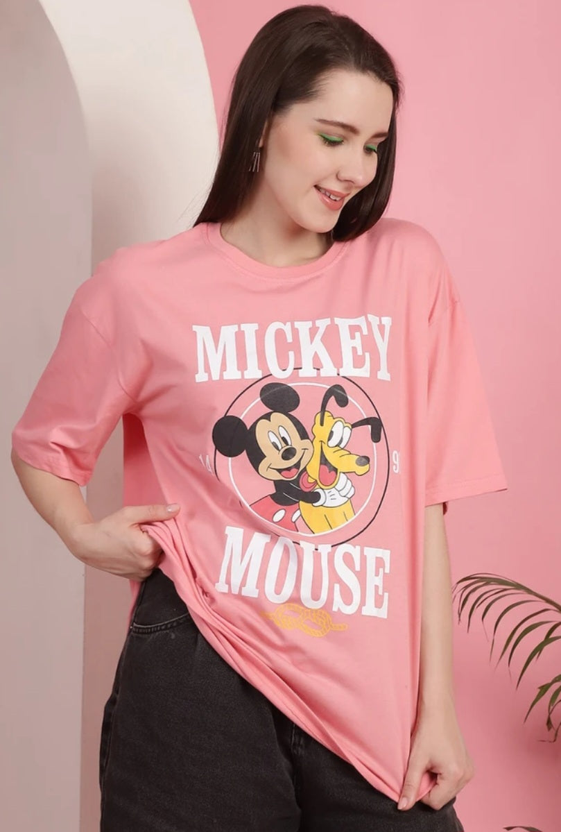 Over size GIRLS Printed  T- shirt [Bio-washed 100% Cotton+Silicon washed] 220GSM