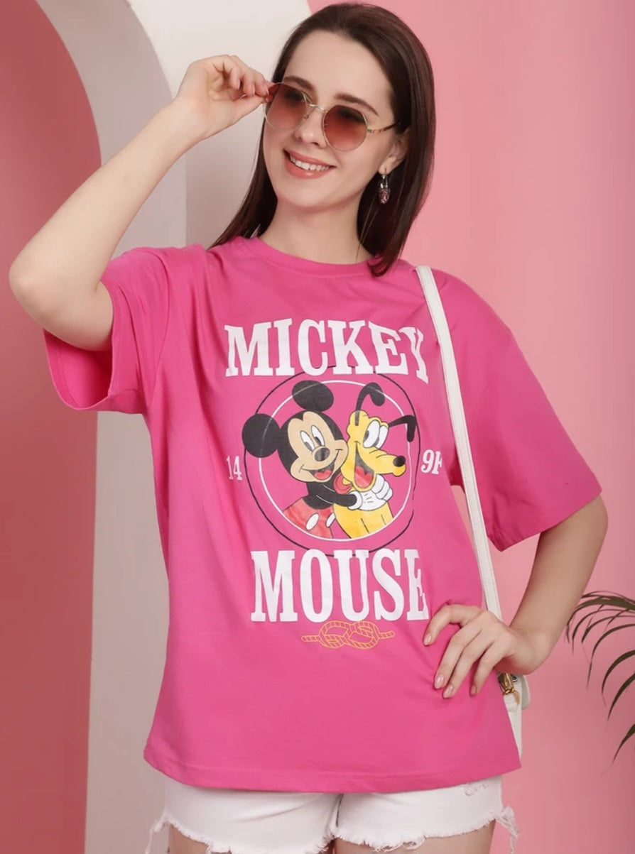 Over size GIRLS Printed  T- shirt [Bio-washed 100% Cotton+Silicon washed] 220GSM