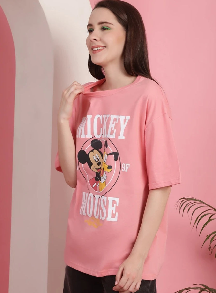 Over size GIRLS Printed  T- shirt [Bio-washed 100% Cotton+Silicon washed] 220GSM