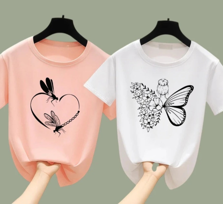 Regular T- shirt for Girls[Double Bio-washed 100% Cotton] 180GSM Buy 2 t-shirts at ₹999/- only